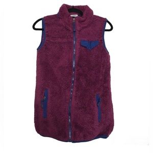 Serra Sherpa Vest Womens Sz M Purple Zip Up Multi Front Pocket Outdoor Hiking